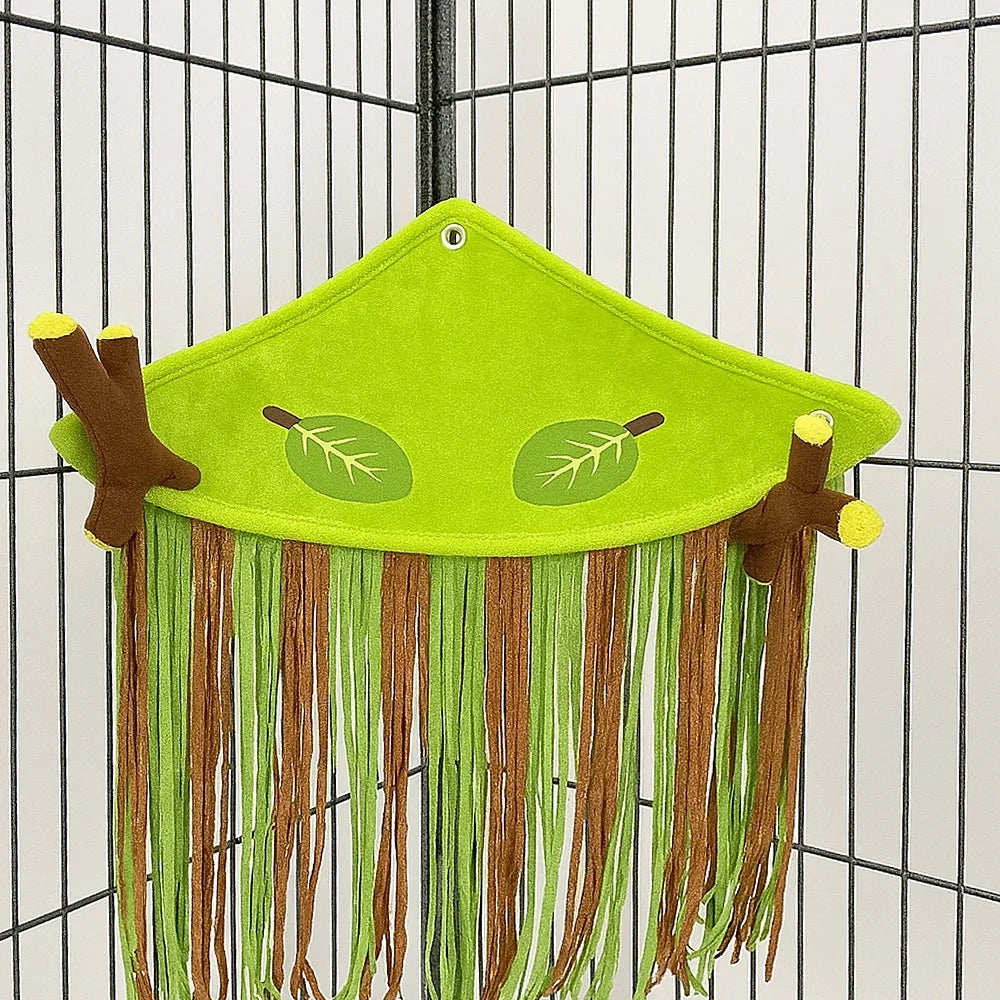 Pet Hammock Tassel Escape Room Swing Tree Stump Style Roof Summer Porcupine Chinchilla Hamster Reclimbable Pet bed
