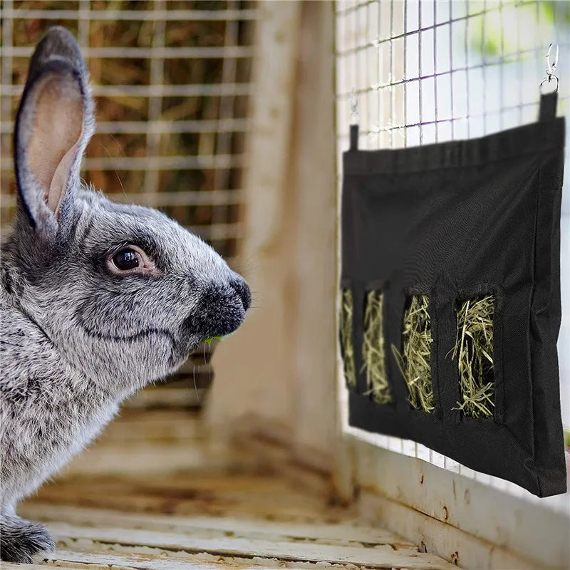 Hay Bag Hanging Pouch Feeder Holder Feeding Dispenser Container for Rabbit