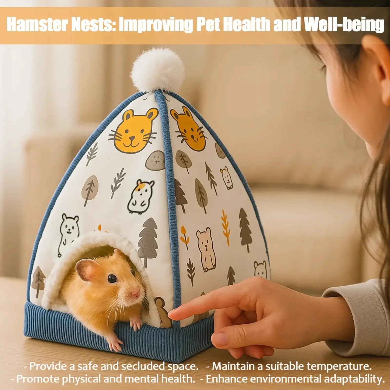 Hamster Nest Cute House Design Warm and Comfortable Golden Bear Dutch Pig Safe Avoidance House Pet Supplies
