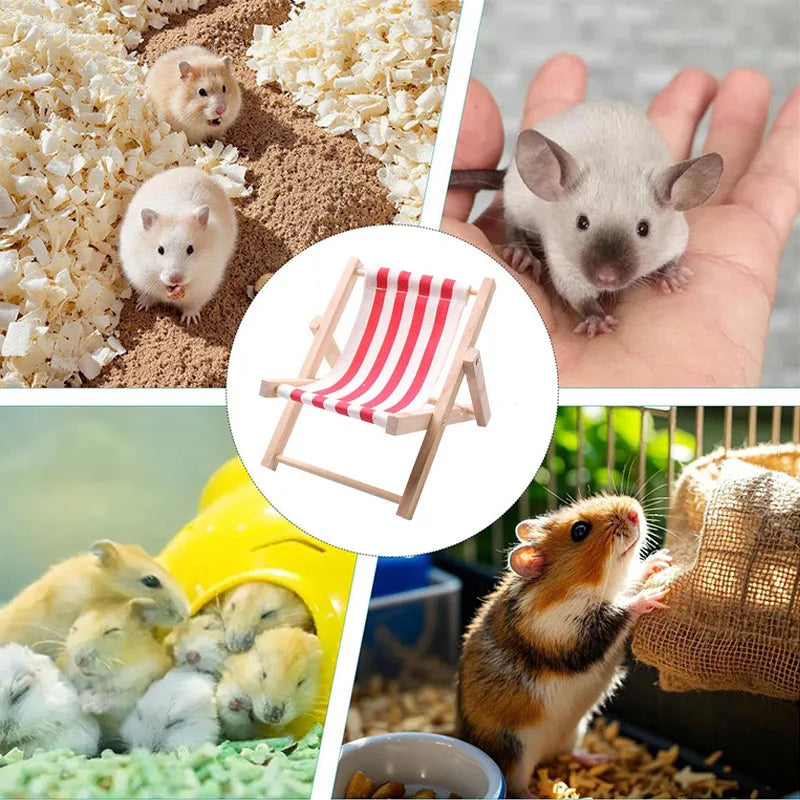 Small Pet Hamster Beach Lounge Chair Hamster Toy for Resting Playing Sleeping Small Animals Furniture Pet Cage Decoration