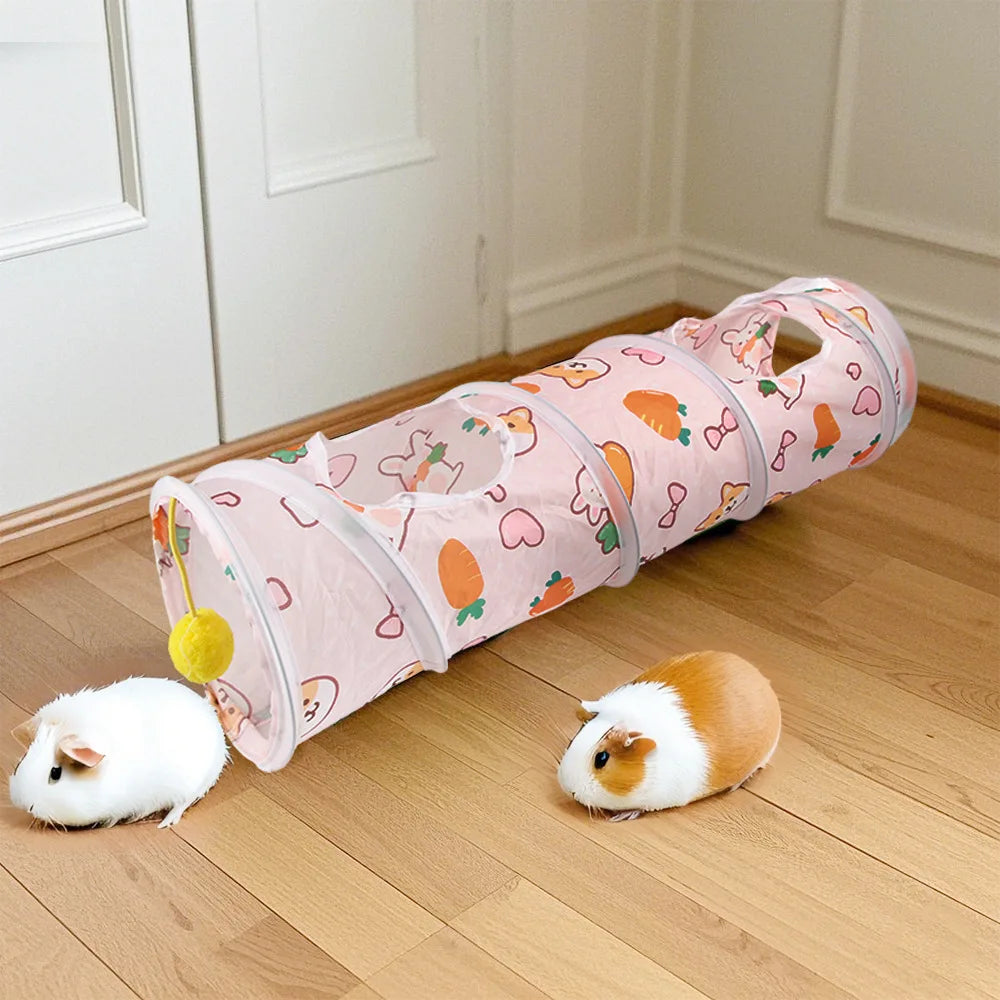 Carrot foldable tunnel hideout for hamsters and small pets from Burrowly.