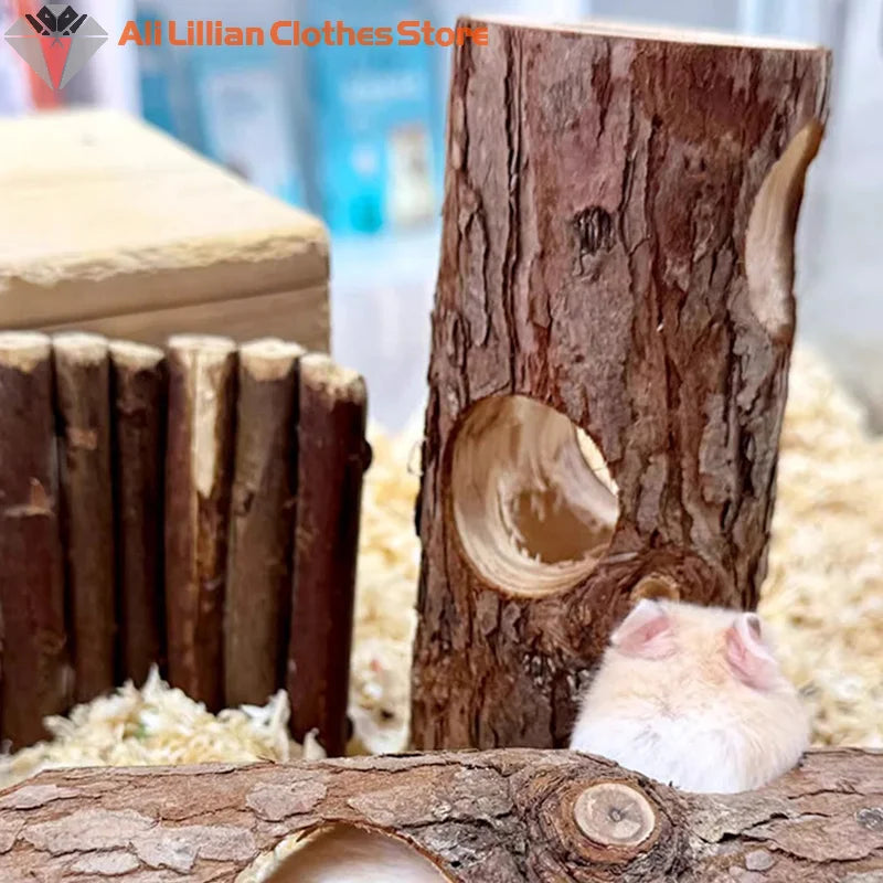 Hamster Natural Wooden Forest Hollow Tree Trunk Tunnel Tube Toy Tunnel