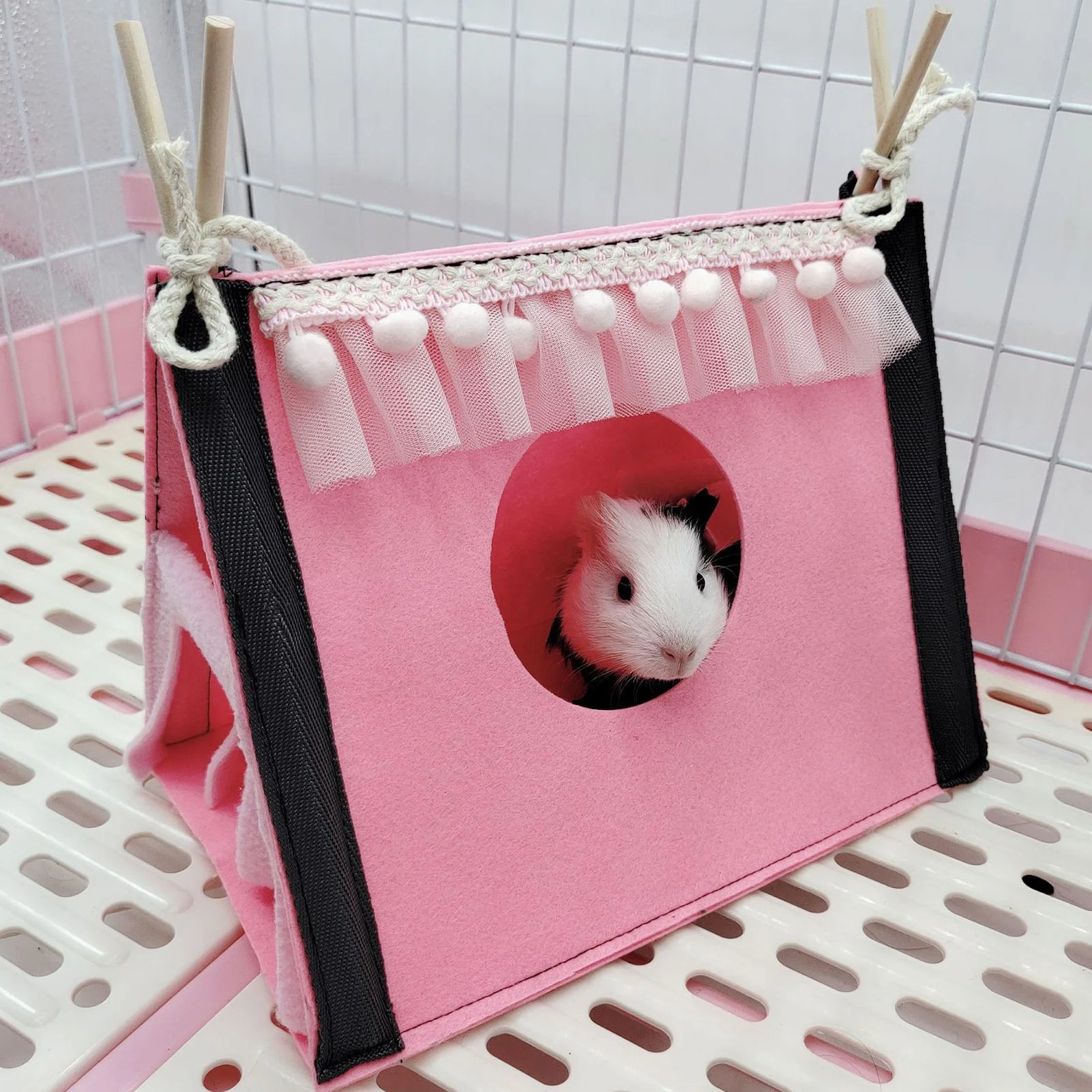 Foldable guinea pig hideout tunnel for cozy small pet play from Burrowly.