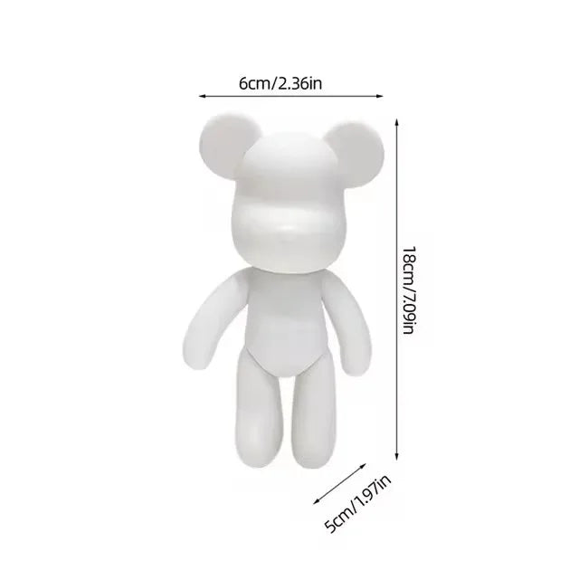 New DIY Paint Fluid Animal Bear Rabbit Lucky Dragon White Hand Painted Home Decoration Doll Toy Statue Deposit Can Handmade Gift