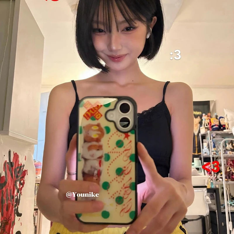 Korean Ins Hottie Cute Guinea Pig Phone Case For iPhone 17 Air 16 Pro Max 15 14 Plus 13 12 11 Pro Shockproof Silicone Back Cover