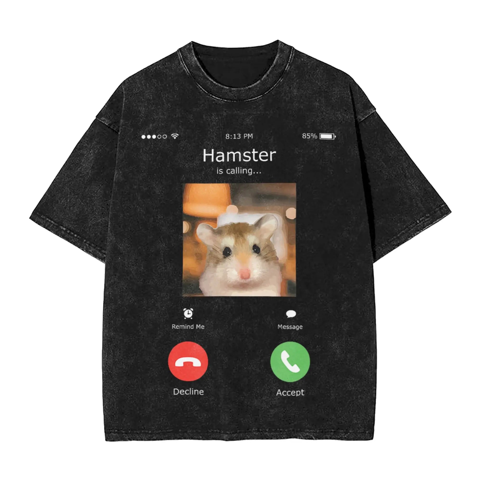 Cyber Hamster Meme Funny Animal Washed T Shirts Streetwear Hip Hop Vintage T-Shirt Tees Tops Men Women Cotton High Street Summer