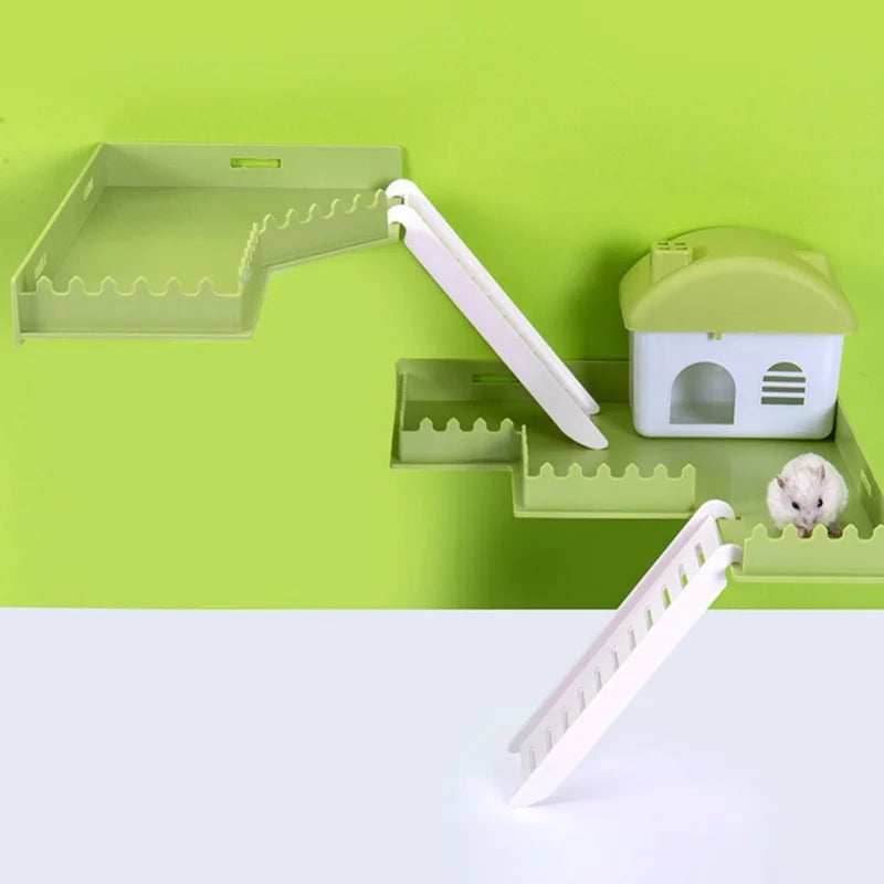 Hamster Platform Ladder Set Wheels & Exercise for Burrowly wheels & exercise and small pet care.