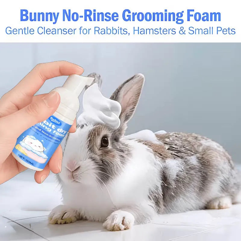 Bunny Dry Cleaning Foam | Water-Free Gentle Cleansing for Rabbits-Odor Eliminator-No-Rinse Hypoallergenic Pet Grooming Foam,30ml