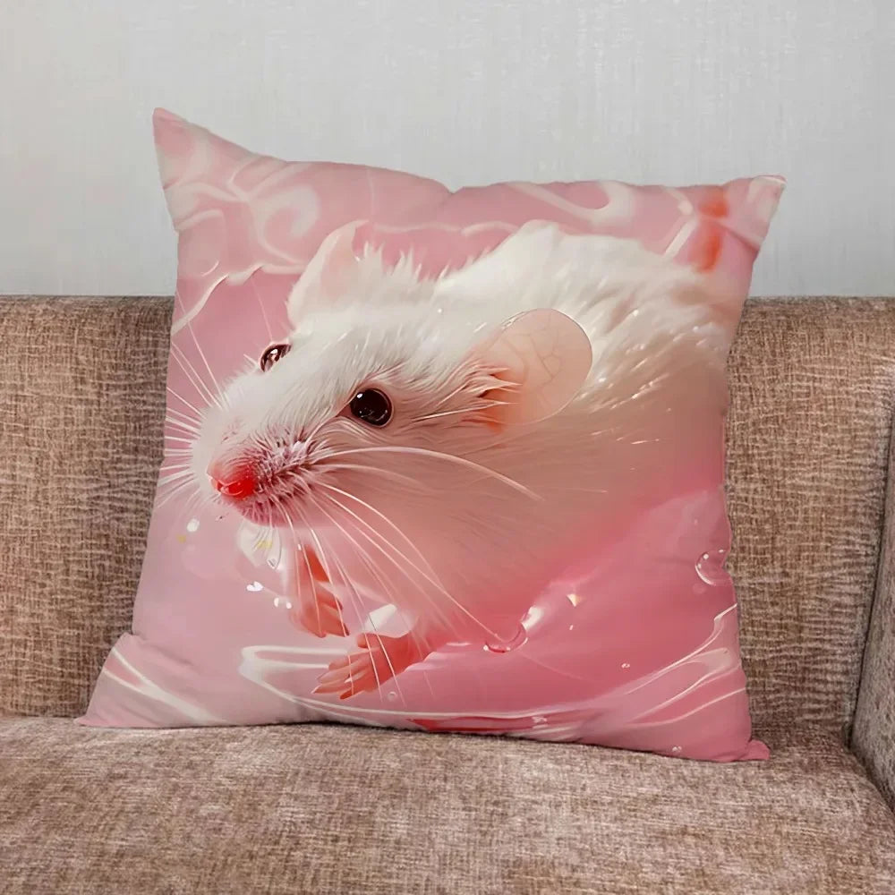 Home Decor Funny Sad Hamster Emoticon Pillowcase Suitable for Bedroom Car Office Living Room Sofa Cushion Cover