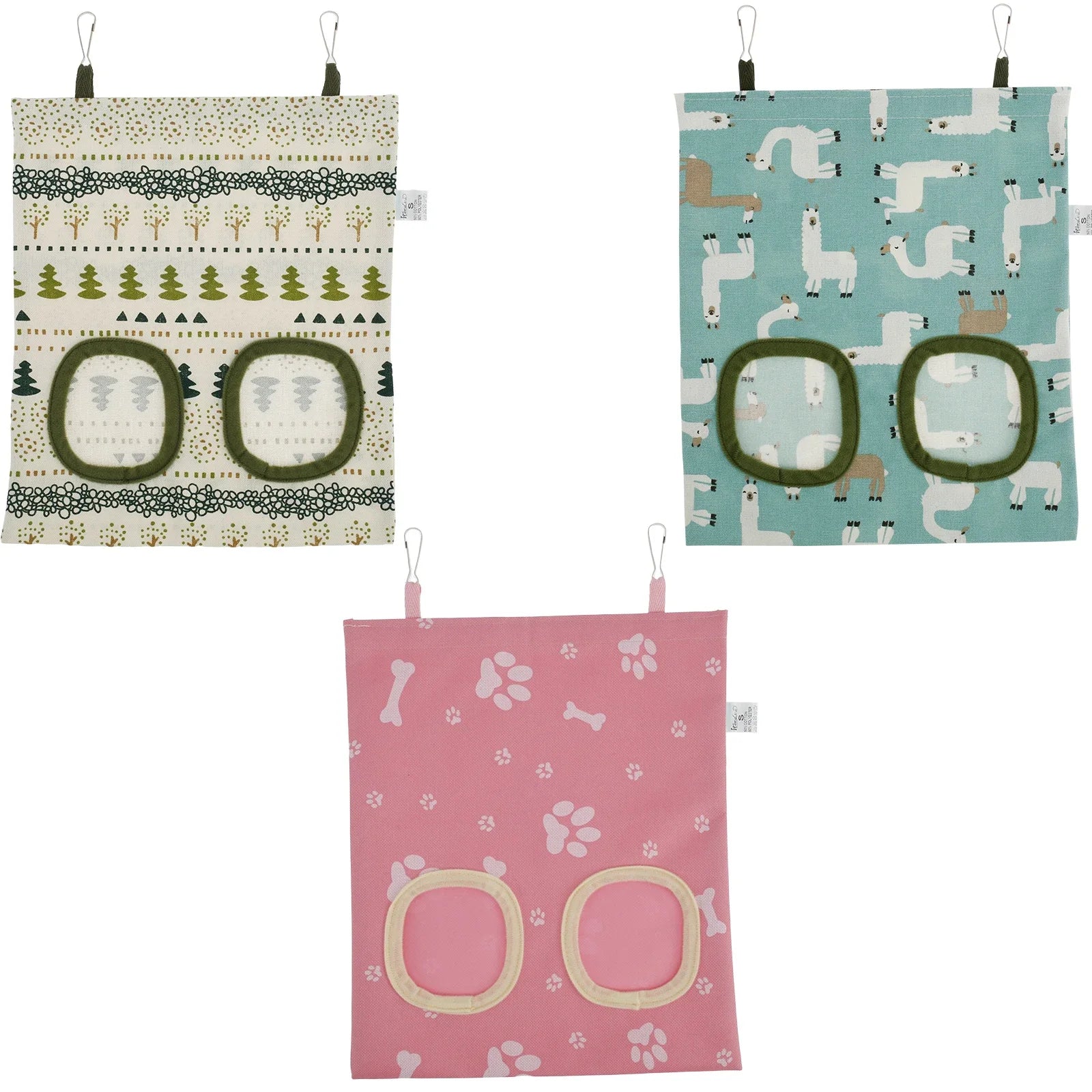 3pcs Hay Bag Hanging Pouch Feeder Feeding Dispenser Container Small Animal