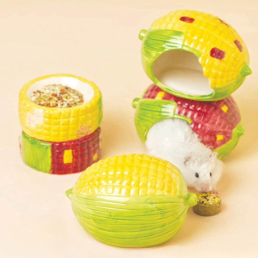 Corn Ceramic Hamster Hideout and Feeder
