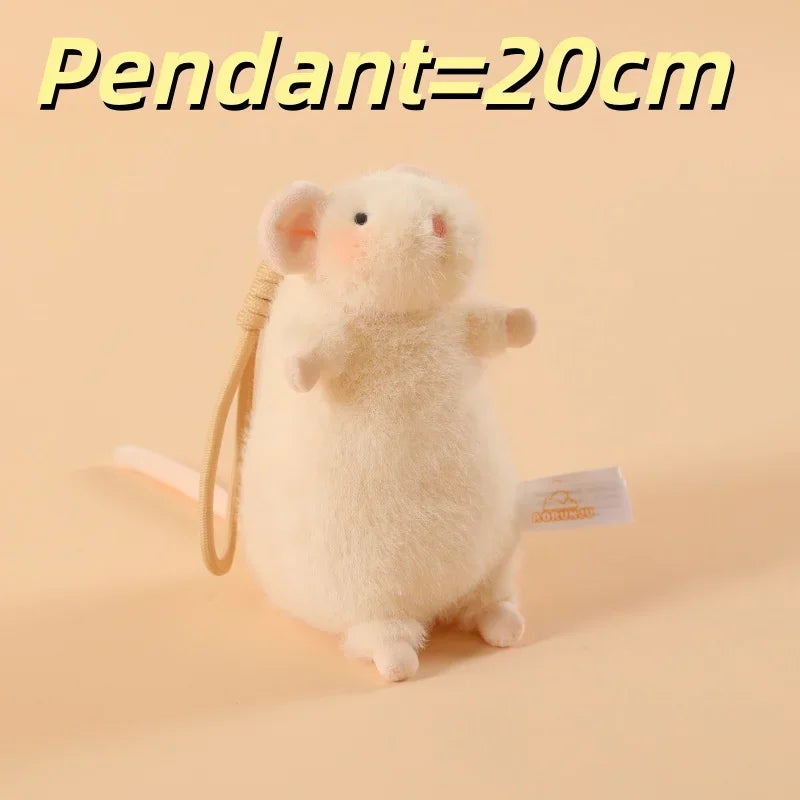 Cute Mouse Plush Toy Soft Furry Grey Pet Fancy Rat Stuffed Animal Doll Kawaii Mouse Plushie Bag Charm Home Decor Birthday Gift