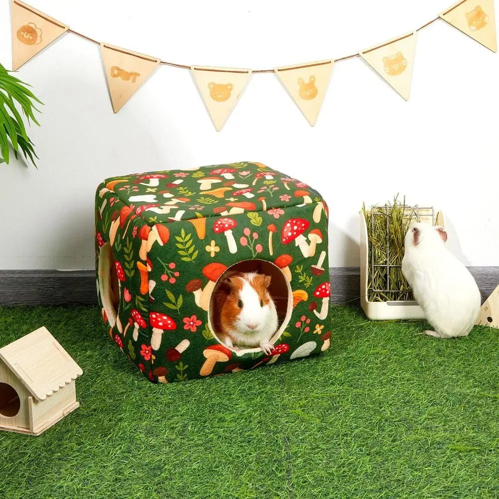 Cozy Washable Guinea Pig Hideout with Cushion Large Size Small Pet Bed for Burrowly cozy hides and small pet care.