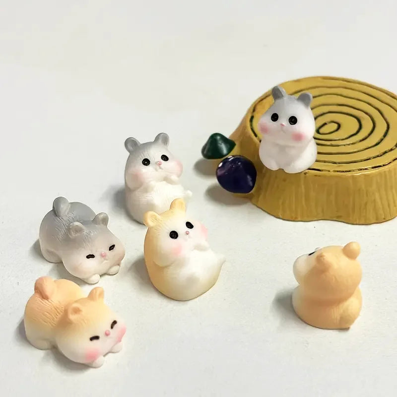 5/10pcs Mini Cute Hamster Figurines, Resin-Made Animal Miniatures for DIY Craft, Garden Micro Landscaping and Home Decoration