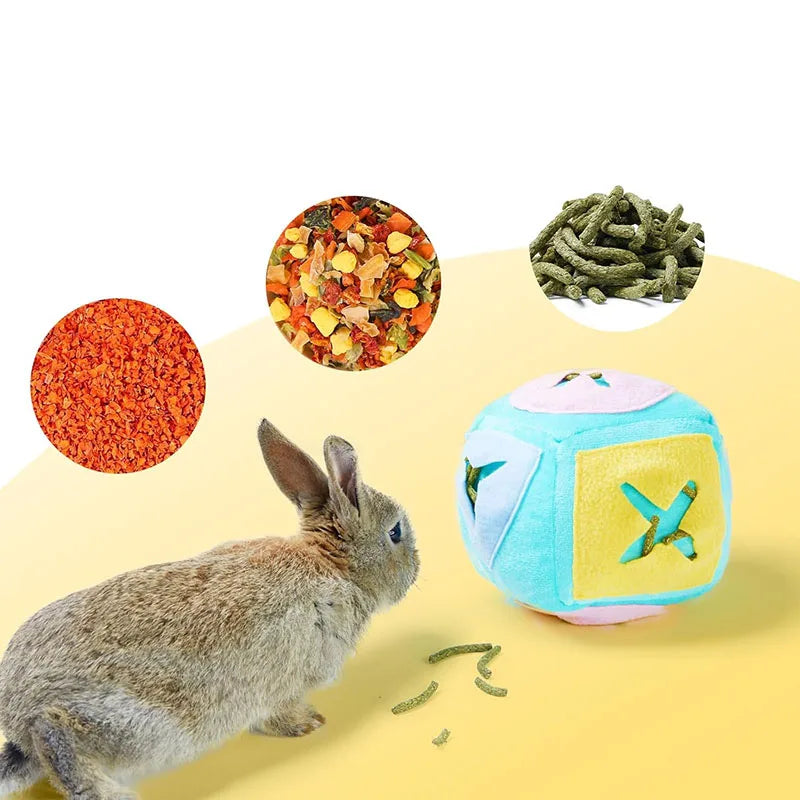 Rabbit Foraging Puzzle Toy with Bell for rabbits, guinea pigs, and chinchillas from Burrowly small pet supplies.