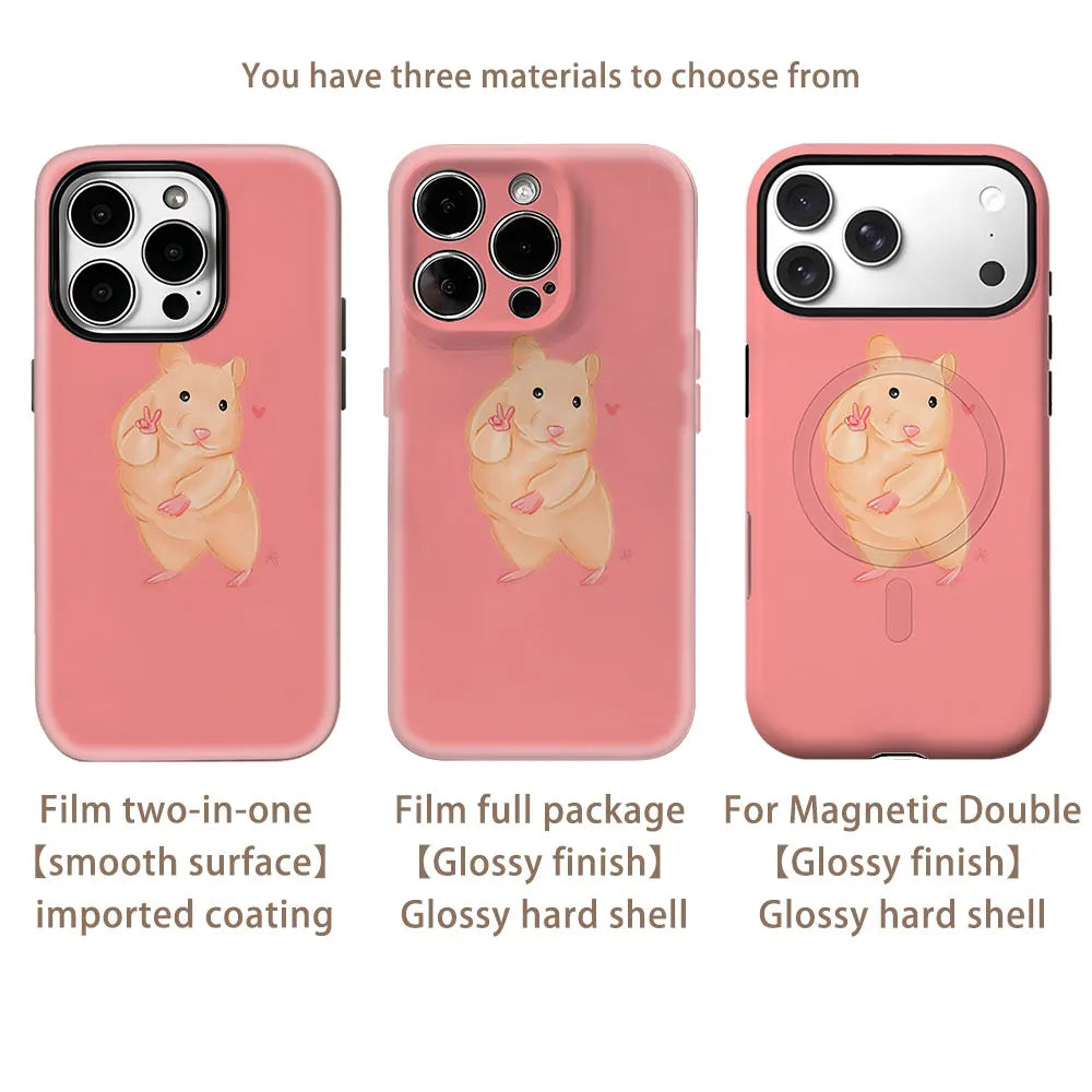 Peace Hamster Phone Case For Magnetic Phone Case for IPhone 17 16 15 14 13 Pro Max Plus Single Double-layer tough Case
