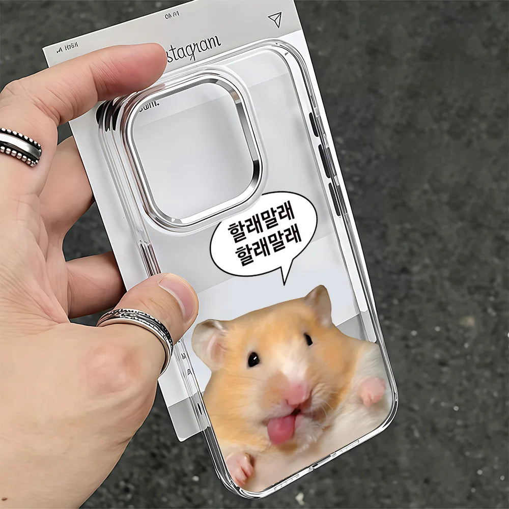 Korean Ins Funny HamsterS Phone Case For iPhone 17e 17 16e 16 15 14 13 12 11 mini Pro Max Air Plus Transparent Soft Cover