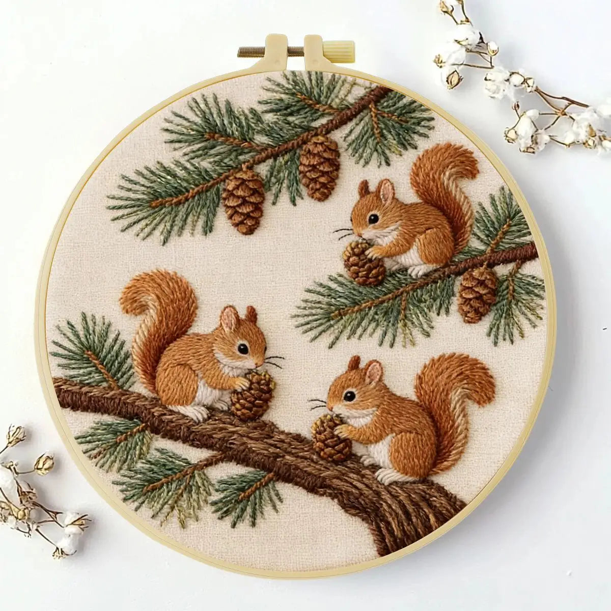1pc 20X20CM/15X15CM 7.87/6.3inch Animal - Squirrel Embroidery Starter Kit DIY kit DIY embroidery kit manualidades Craft Painting