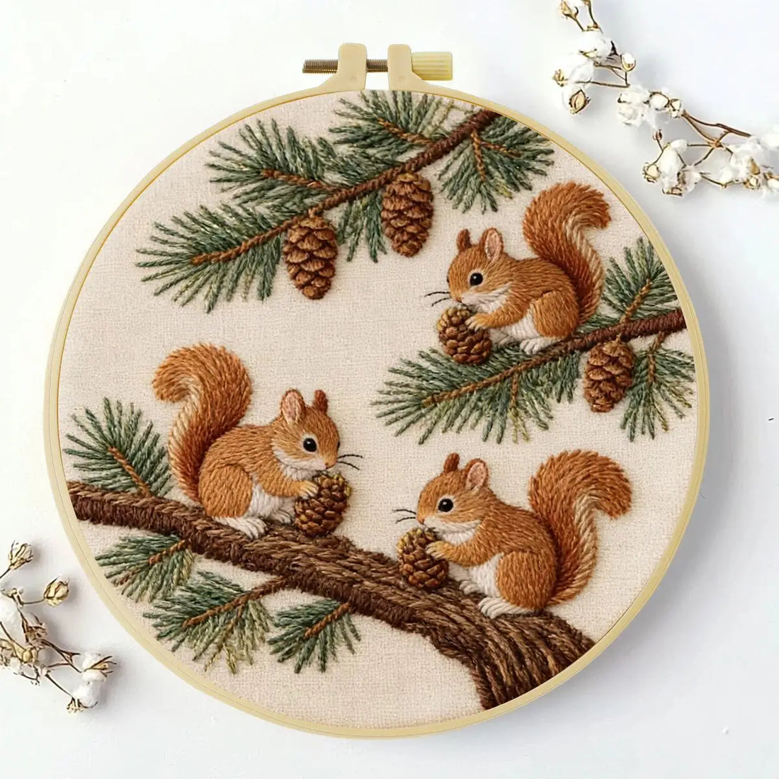 1pc 20X20CM/15X15CM 7.87/6.3inch Animal - Squirrel Embroidery Starter Kit DIY kit DIY embroidery kit manualidades Craft Painting