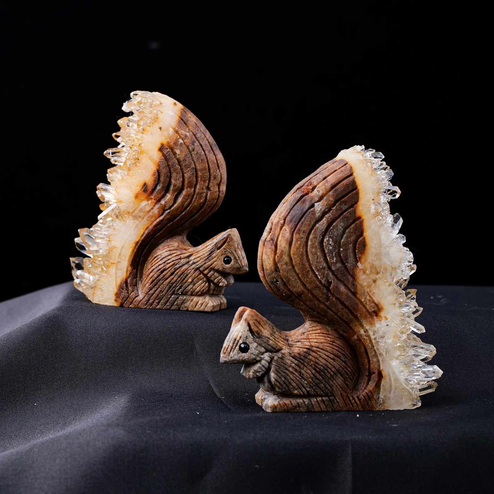 1pc Natural Healing Crystal Stone Clear Quartz Cluster Small Squirrel Animal Figurines Home Decoration Birthday Gift