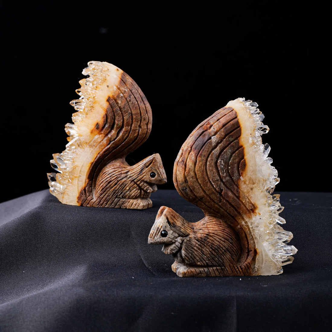 1pc Natural Healing Crystal Stone Clear Quartz Cluster Small Squirrel Animal Figurines Home Decoration Birthday Gift