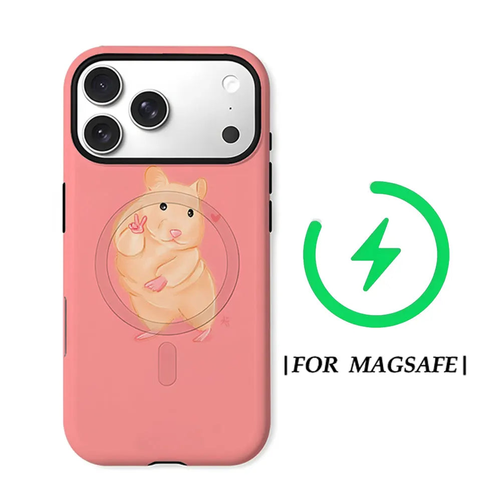 Peace Hamster Phone Case For Magnetic Phone Case for IPhone 17 16 15 14 13 Pro Max Plus Single Double-layer tough Case