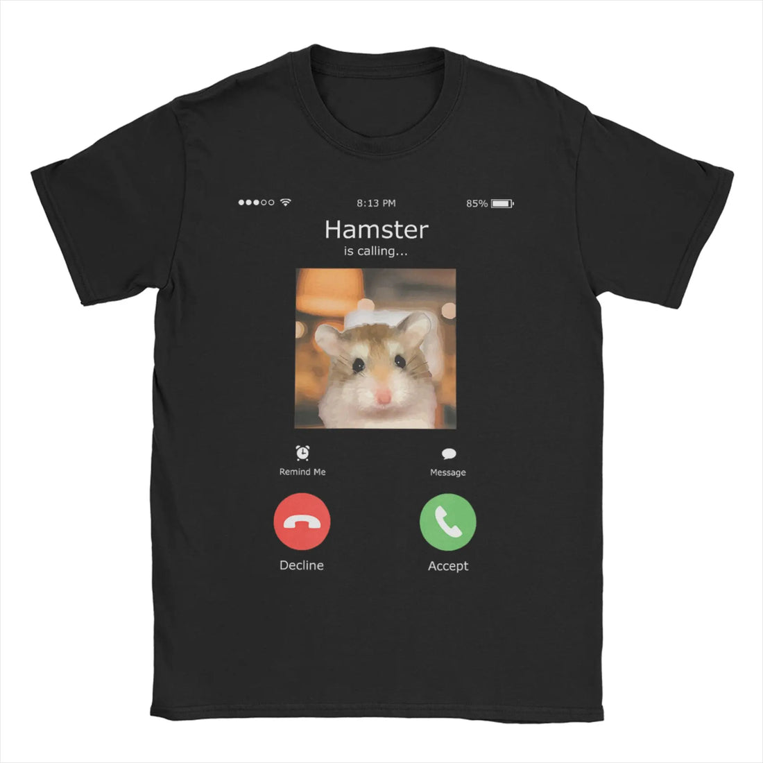 Hamster Meme Calling for Men Women T Shirts  Hipster Tee Shirt Short Sleeve Round Collar T-Shirt Cotton Birthday Present Tops