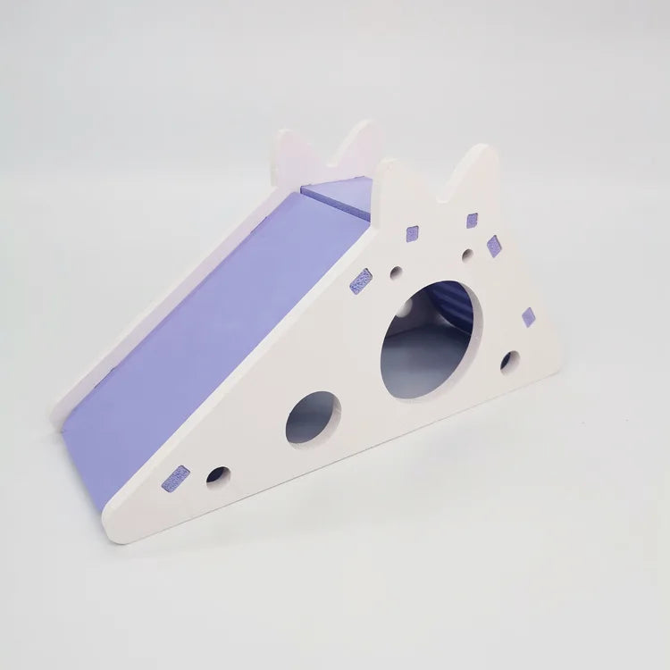 Colorful Wooden Hamster Slide House Toy Assembled Small Pet Cage Toys for