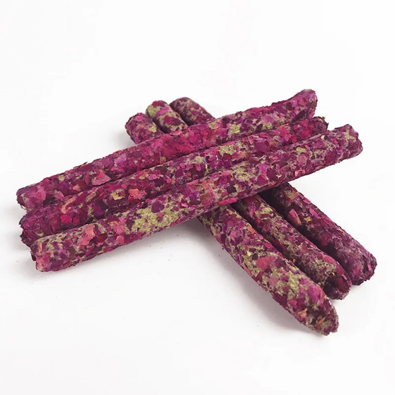 6PCS Hamsters Chew Sticks Rabbit Teeth Grinding Toys Mixed Natural Flower Chew Toys Treats For Rabbits Chinchilla Guinea Pig