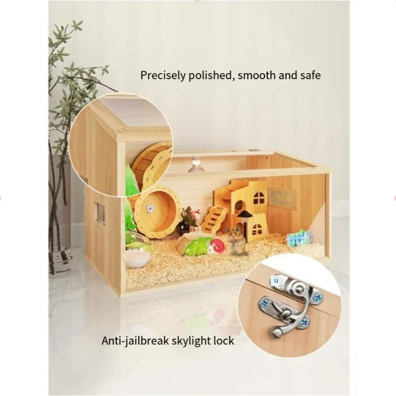 Hamster Cage Solid Wood Terrarium Supplies Nest Landscaping Special Golden Bear Super Large Luxury Villa Winter Incubator