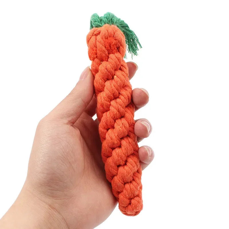 Small Chew Toys Bite Resistant Cotton Rope Carrot Shape Pet Playing Toy
