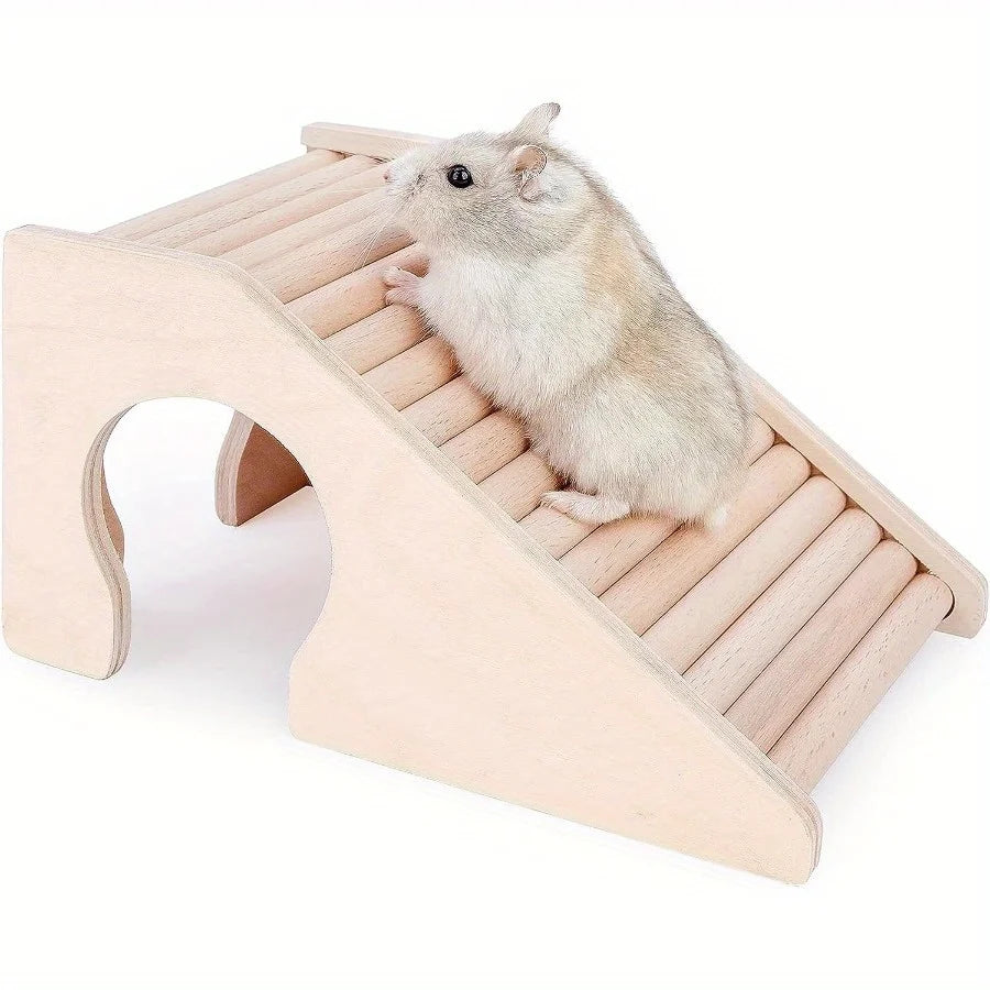 Wooden Climbing Ladder House for Hamsters Enrichment Toys for Burrowly enrichment toys and small pet care.