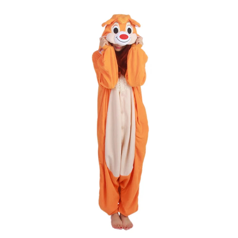 Chipmunks Full Body Clothes Kigurumi Squirrel Onesies For Adults Cosplay Costume Anime Sleepwear One-Piece Pijamas Christmas