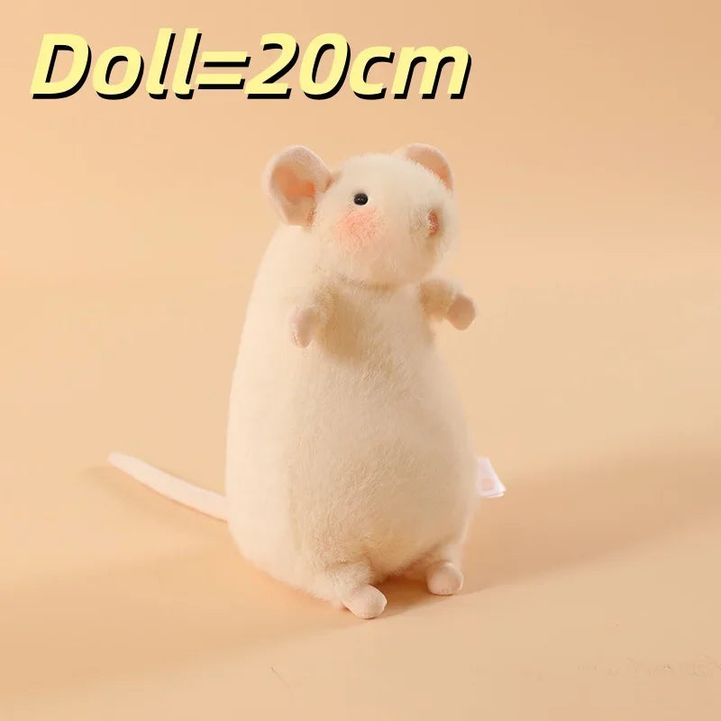Cute Mouse Plush Toy Soft Furry Grey Pet Fancy Rat Stuffed Animal Doll Kawaii Mouse Plushie Bag Charm Home Decor Birthday Gift