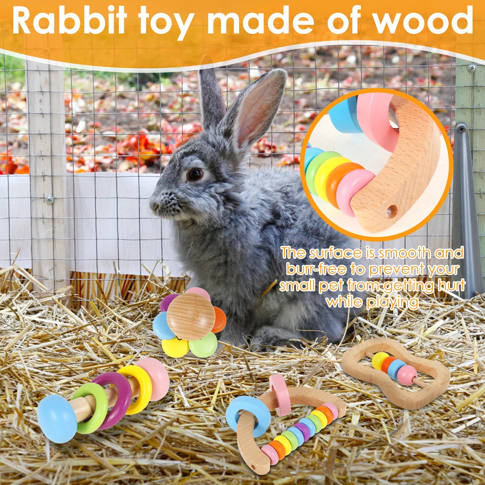 4Pcs/Set New Pet Gnawing Toy Wooden Pet Molars Interactive Toy Rabbit and Hamster Toys Suitable for Various Small Rodent Pets