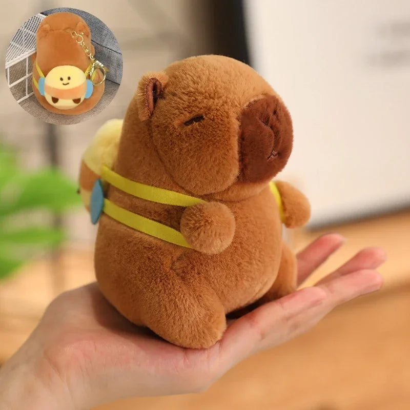 Cute Capybara Plush Toy with Hat Simulation Capybara Cosplay Crab Rabbit Cat Doll Small Size Stuffed Animals Bag Pendant Gift