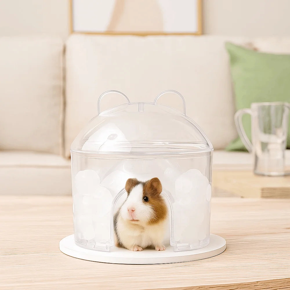 Transparent Hamster Cooling Hideout for hamsters, mice, and gerbils from Burrowly small pet supplies.