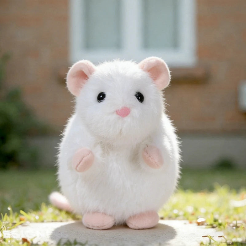 Cute White Baby Hamster Plush Toy Adorable Pet Degu Stuffed Animal Soft Doll Mouse Plushie For Girl Boy