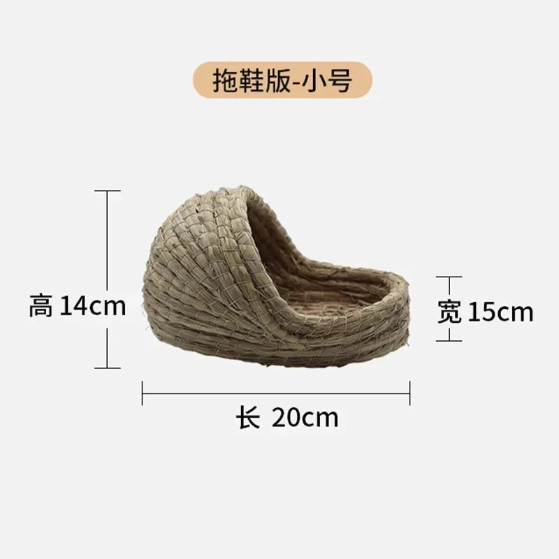 Natural Straw Woven Grass Bed for Small Pets for rabbits, hamsters, chinchillas, and mice from Burrowly small pet supplies.