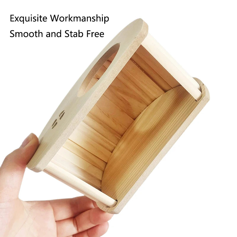 Smooth Hamster Hideaway Wooden Hamster House with Hiding Hole Small Pet
