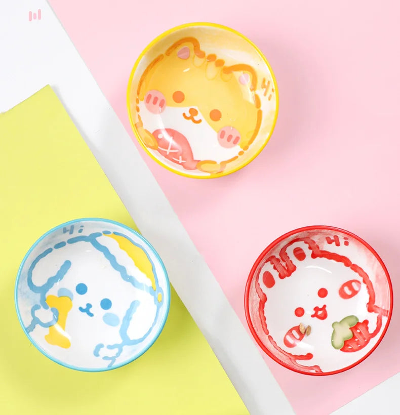 Flower Branch Rat Feeding Water Ceramic Bowl Hamster Ceramic Bowl Cartoon