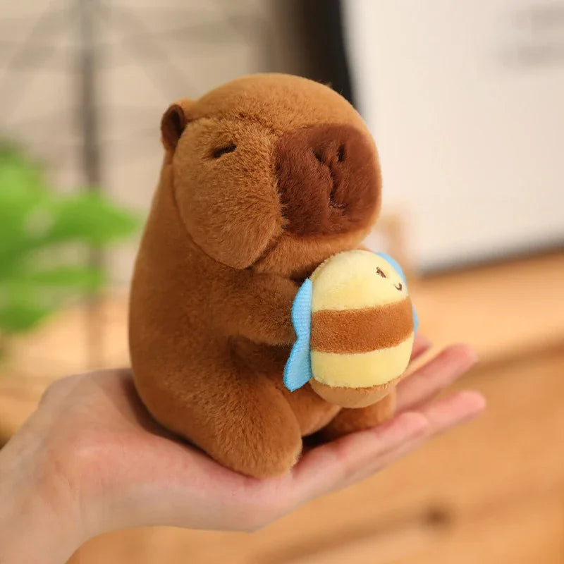 Cute Capybara Plush Toy with Hat Simulation Capybara Cosplay Crab Rabbit Cat Doll Small Size Stuffed Animals Bag Pendant Gift