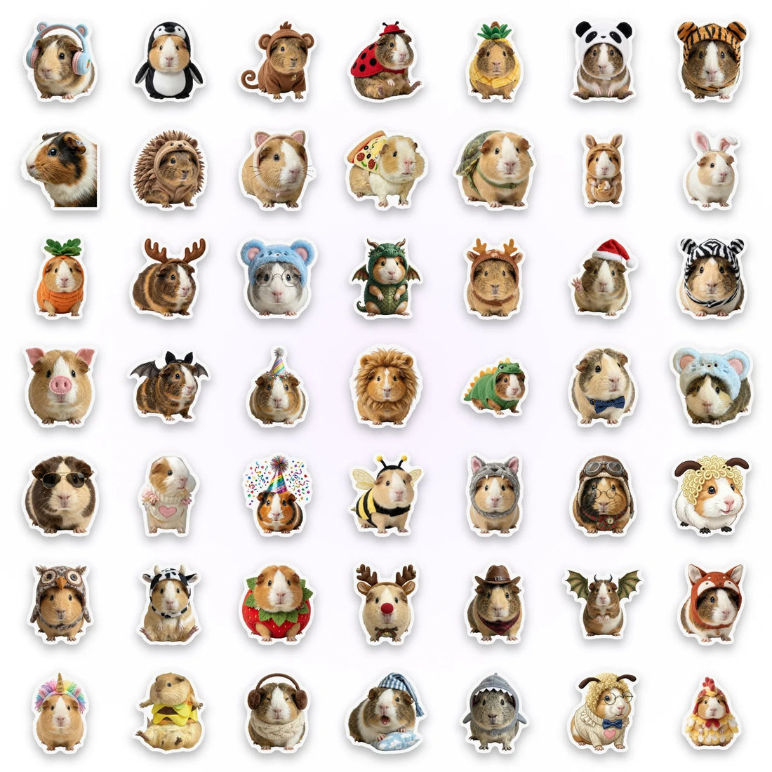 50Pcs Cute Animal Guinea Pig Cavy Stickers Cute Cartoon Decal for Laptop Phone Guitar Luggage Waterproof Graffiti Vinyl Stickers