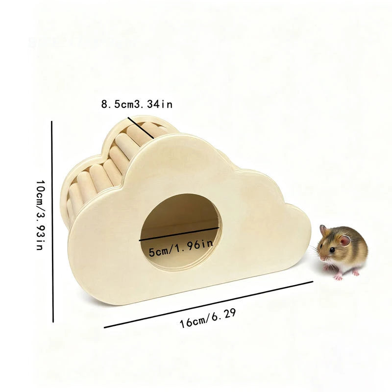 Unpainted Wooden Guinea Pig Hideout Climb House - Hamster Cage Decor Play