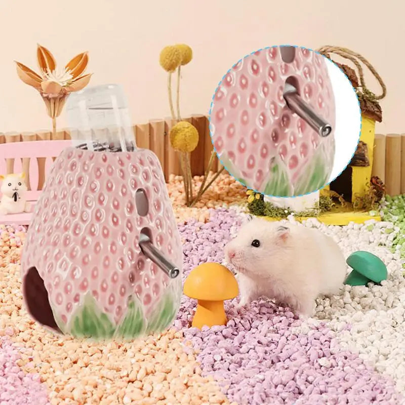 Hamster Water Bottle Holder Strawberry Ceramic Hamster Water Bowl Creative