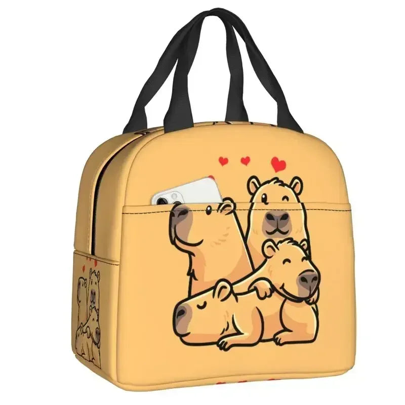 Cute Giant Cavy Capybara Collage Lunch Bag Leakproof Thermal Cooler Insulated Lunch Box For Women Kids Picnic Food Tote Bags