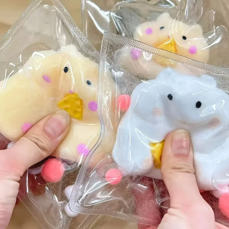 1 handmade Tabas hamster stress relief toy, soft and stickyTPR decompression toy, suitable for adults andchildren (random color)