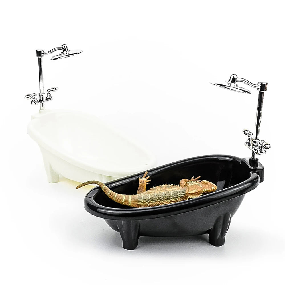 1 PC Miniature Pet Bathtub Simulation Shower Toy for Hamster Lizard Gecko Bird Terrarium Habitat Decor Cage Water Feeding Clean