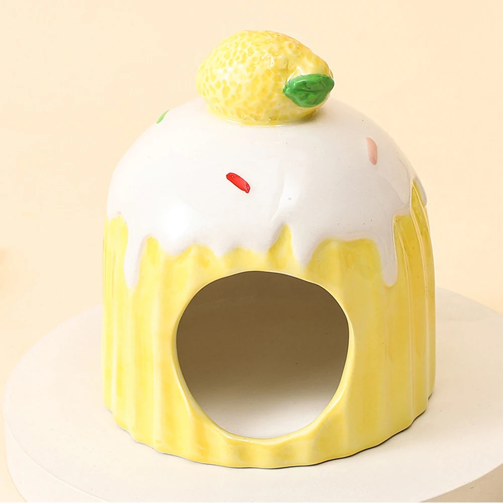 Ceramic Hamster House for Small Animals Outdoor Mushroom Cave Small Animal