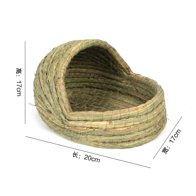 Natural Straw Woven Grass Bed for Small Pets for rabbits, hamsters, chinchillas, and mice from Burrowly small pet supplies.